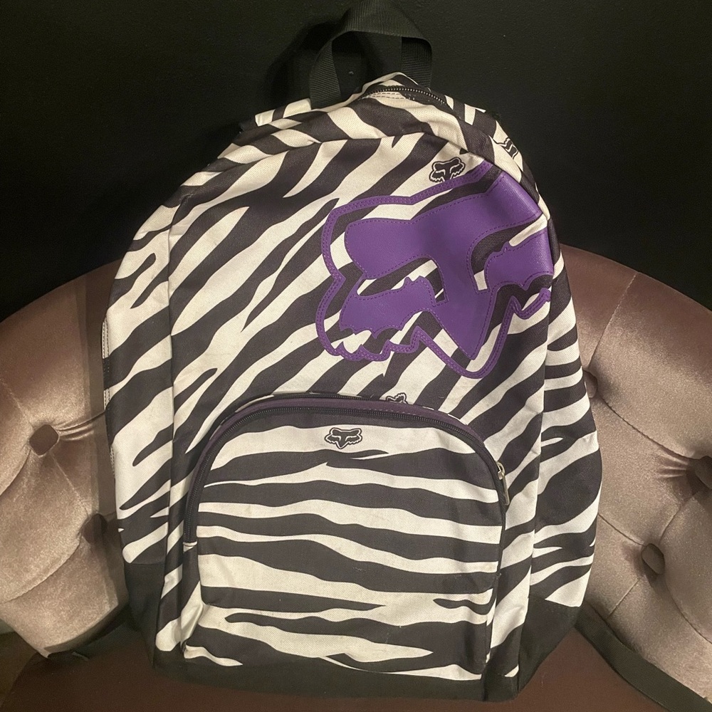 Fox purple and zebra back pack